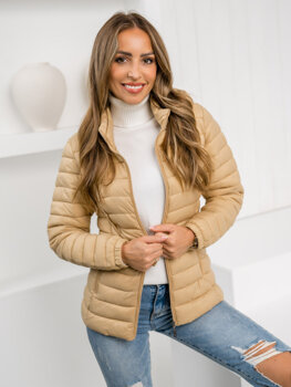 Bolf Damen Gepolsterte Übergangsjacke mit Kapuze Beige  16M9101