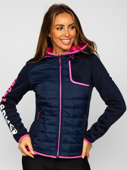 Bolf Damen Gepolsterte Übergangsjacke mit Kapuze Dunkelblau  KSW4008