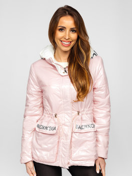 Bolf Damen Gepolsterte Winterjacke mit Kapuze Rose  B9570