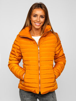 Bolf Damen Gepolsterte Winterjacke ohne Kapuze Camel  23063