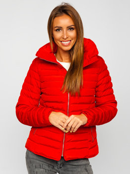 Bolf Damen Gepolsterte Winterjacke ohne Kapuze Rot  23063