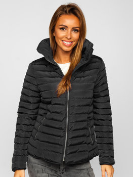 Bolf Damen Gepolsterte Winterjacke ohne Kapuze Schwarz  23063