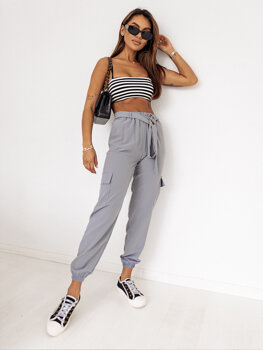 Bolf Damen Hose Joggers Cargohose Grau  8266