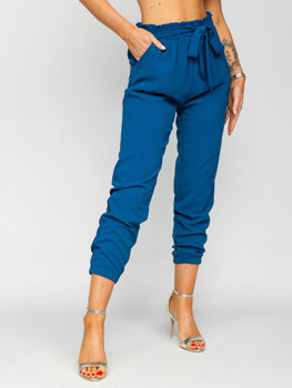 Bolf Damen Stoffhose Joggers Blau  W5076