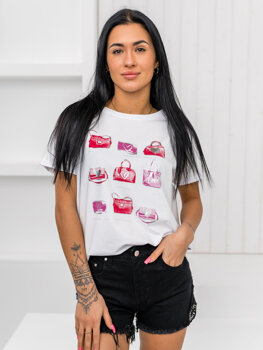 Bolf Damen T-Shirt mit Motiv Weiß  95T2531