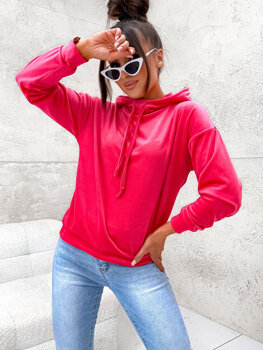 Bolf Damen Velours Kapuzenpullover Fuchsia  8270