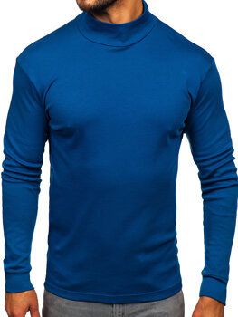 Bolf Herren Baumwoll Halb Rollkragenpullover basic Dunkelblau  534