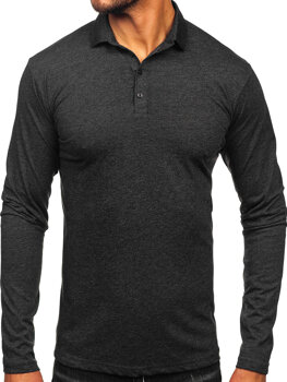 Bolf Herren Baumwoll Polohemd Lanagrm Schwarzgrau  5119