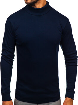 Bolf Herren Baumwoll Rollkragenpullover basic Tintenblau  535