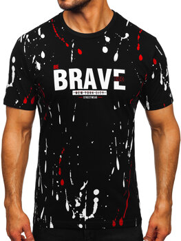 Bolf Herren Baumwoll T-Shirt Camo Schwarz-Rot  14727