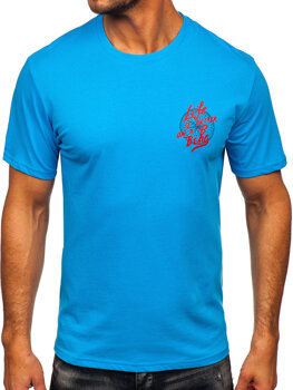 Bolf Herren Baumwoll T-Shirt mit Motiv Blau  MPO3555