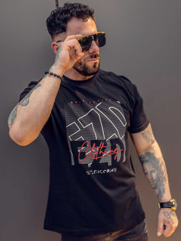 Bolf Herren Baumwoll T-Shirt mit Motiv Schwarz  14748A