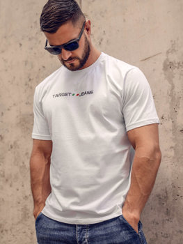 Bolf Herren Baumwoll T-Shirt mit  Motiv Weiß  14761A