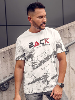 Bolf Herren Baumwoll T-Shirt mit Motiv Weiß 14766A