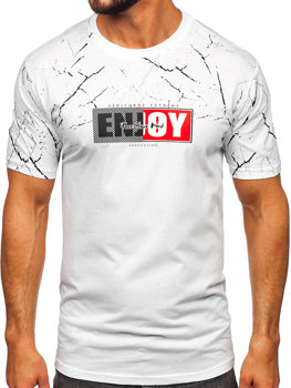 Bolf Herren Baumwoll T-Shirt mit Motiv Weiß  147737