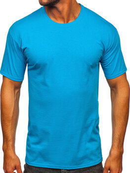 Bolf Herren Baumwoll Uni T-Shirt Blau B459