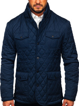 Bolf Herren Gepolsterte Jacke Elegant Dunkelblau  802