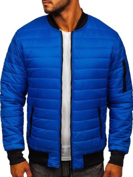 Bolf Herren Gepolsterte Übergangsjacke Bomberjacke Blau  MY-02A