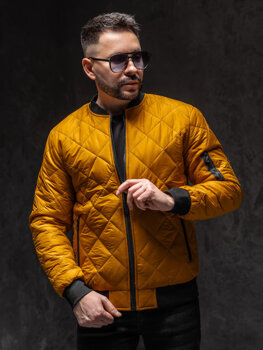 Bolf Herren Gepolsterte Übergangsjacke Bomberjacke Camel  MY-01A1