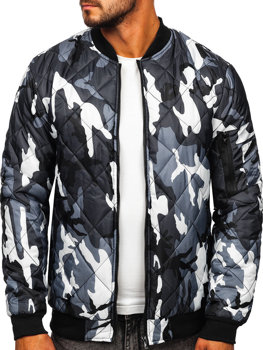 Bolf Herren Gepolsterte Übergangsjacke Bomberjacke Camo Grau  MY-01M