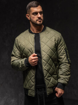 Bolf Herren Gepolsterte Übergangsjacke Bomberjacke Khaki  MY-01A1