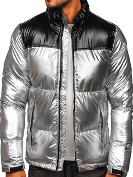 Bolf Herren Gepolsterte Winterjacke Silber 1188