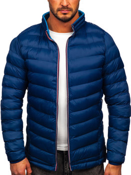 Bolf Herren Gepolsterte Winterjacke Sport Jacke Dunkelblau  1100