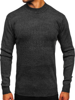 Bolf Herren Halb Rollkragenpullover basic Schwarzgrau  S8727