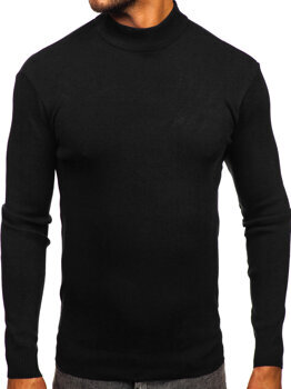 Bolf Herren Halb Rrollkragenpullover basic Schwarz H2402