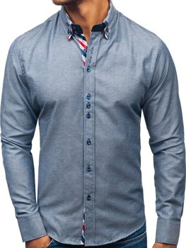 Bolf Herren Hemd Elegant Langarm Grau  2759