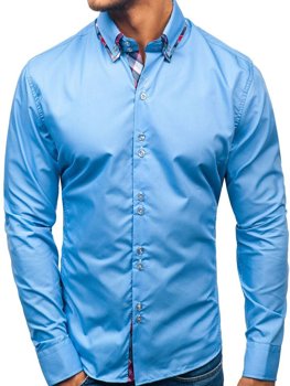 Bolf Herren Hemd Elegant Langarm Hellblau  2712