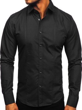 Bolf Herren Hemd Elegant Langarm Schwarz  6944