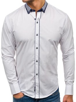 Bolf Herren Hemd Elegant Langarm Weiß  6941