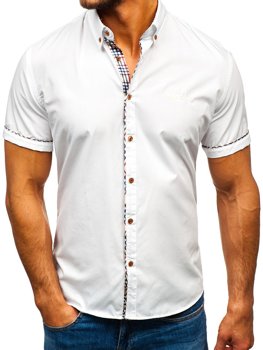 Bolf Herren Hemd Kurzarm Elegant Weiss 5509-1