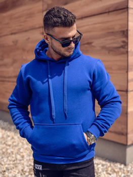 Bolf Herren Kapuzenpullover mit Kängurutasche Mittelblau  B1004