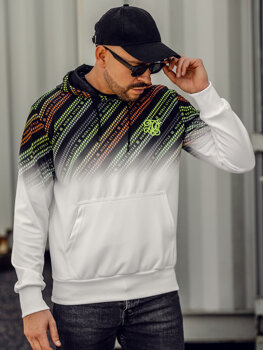 Bolf Herren Kapuzenpullover mit Motiv Weiß  HM258