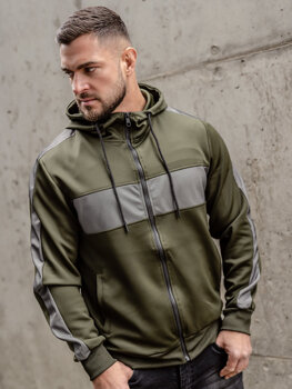 Bolf Herren Kapuzenpullover mit Reißeverschluss Sweatjacke Khaki  27B8121