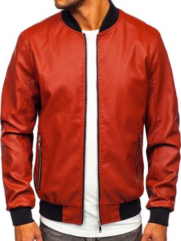 Bolf Herren Kunstlederjacke Bomberjacke Orange  1147