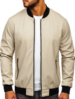 Bolf Herren Kunstlederjacke Ecru  6124