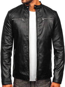 Bolf Herren Kunstlederjacke Schwarz  11Z8003