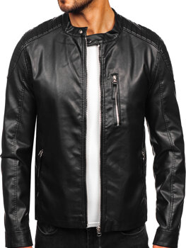 Bolf Herren Kunstlederjacke Schwarz  11Z8057