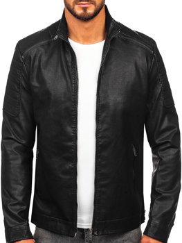 Bolf Herren Kunstlederjacke Schwarz  EX229