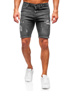 Bolf Herren Kurze Hose Jeanshose Jeansshorts Schwarz  0525