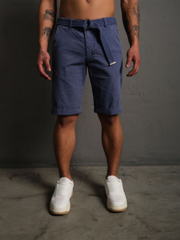 Bolf Herren Kurze Hose Shorts mit Gürtel Dunkelblau 0010