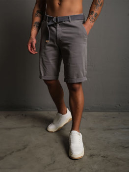 Bolf Herren Kurze Hose Shorts mit Gürtel Grau 0010