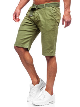 Bolf Herren Kurze Hose Shorts mit Gürtel Grün  0010