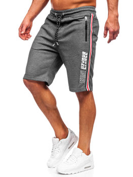 Bolf Herren Kurze Hose Sporthose Shorts Anthrazit-Weiß  Q3884