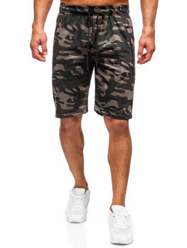 Bolf Herren Kurze Sporthose Camo Dunkelgrün JX862