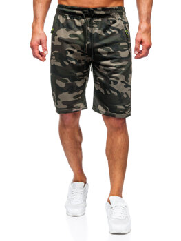 Bolf Herren Kurze Sporthose Camo Dunkelgrün JX873