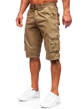 Bolf Herren Kurze Stoffhose mit Gürtel Cargoshorts Camel 77885